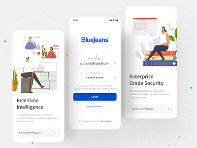 BlueJeans Redesign Experience app design bluejeans bluejeans redesign branding creative design dribbble best shot gradient illustrations ios app logo template ui ux
