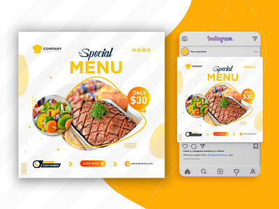 Restaurant food banner | Instagram Post ad banner banners bar banner cafe designinspiration facebook ad facebook post fast food banner food food and drink food banner instagram post menu restaurant restaurant banner resturent food banner social media ads social media design social media templates