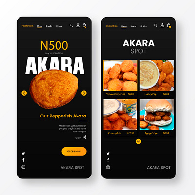 Akara Spot Food App graphic design illustration product design ui uiux