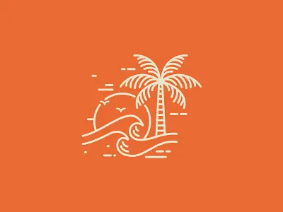 Palm Beach badge beach brand branding icon illustration island logo mark ocean outline palm retro sea simple sun sunset tree vintage wave
