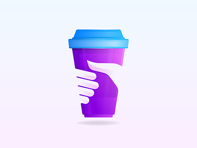 Take a Coffee Brand blue branding cafe coffee coffee cup coffee plastic cup coffee shop cup finger gradient hand icon illustration keep logo logo designer modern purple restaurants take