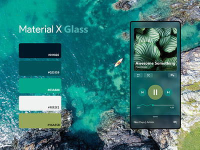 Material X Glass | Music App - Dark app glass glassmorphism illustration material material you music app ui ux