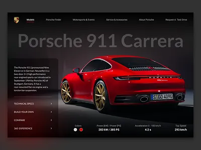 Porsche Landing Page black car website dashboard design figma glassmorphisam grey landing page minimal photography porsche porsche car red sports car supercar typography ui web concept web dashboard website