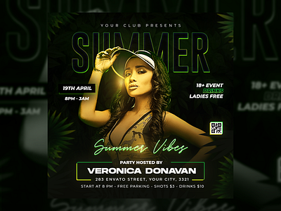 Night Club Party Flyer Template PSD artist birthday celebration club design dj flyer ladies party night club summer template tropical