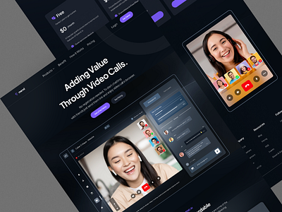 Video Conference Landing Page - Mend call chat class conference dark dasboard landing page meet meeting online meet social ui video video call video chat video conference web website work zoom