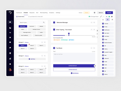 BOTTER | Enterprise Chatbot Builder AI-based ai builder chat chat bot chatbot clean component dashboard design enterprise minimal nlp platform style ui user interface design ux v