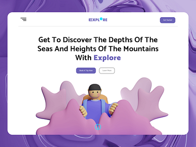 Explore — Hero Header Design / Light Mode 3d 3d illustration 3d landing page abstract branding clean design graphic design hero header illustration landing page design light mode navigation product design typography ui user interface ux webdesign website