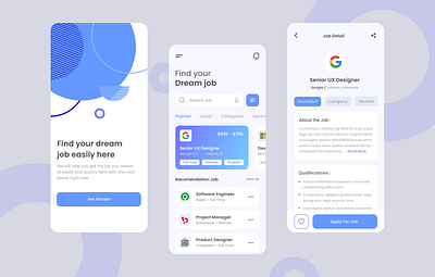 Job Finder - App Design app design app job clean ios job job board job finder job listing job search jobn application jobs mobile mobile app populer product design trending ui ui design ux ux design