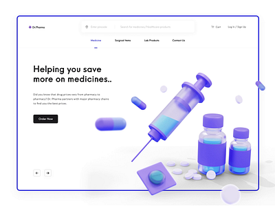 Dr Pharma - Online Pharmacy 3d after effects animation blender branding capsule design figma graphic design illustration logo medical medicine motion graphics pharmacy pill syringe ui