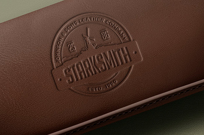 Debossed Leather Logo Mockup 3d 3d text 80s animation branding design designposter graphic design illustration leather light logo logo text mockup motion graphics ui
