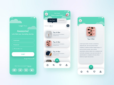 Journal App adobe xd app design mobile ui ux