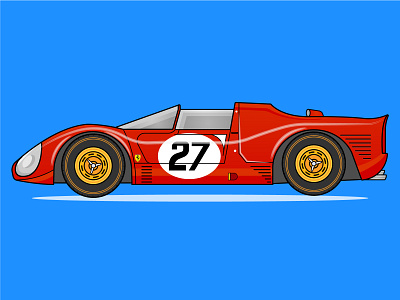 Ferrari 330 P3 (Ford vs Ferrari) automotive car classic design fast ferrari flat ford ford vs ferrari lemans minimal race red speed sports sports car supercars vector vintage wheels