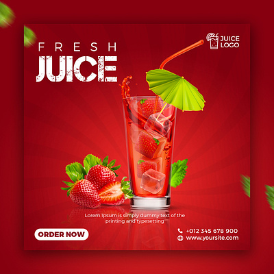 Juice Social Media Design branding graphic design social media design strawberry juice