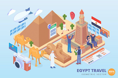 Isometric Egypt Travel Holiday Vector Concept 3d 3d animation 3d art 3d concept 3d illustration agency app business character concept conceptual development flat illustration illustrations landing page vector web website