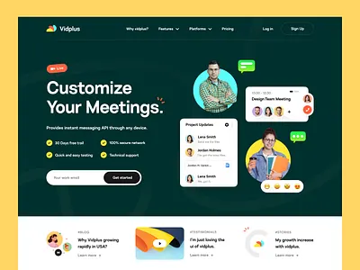 SaaS Website Design data ecommerce farzan homepage landing page meetings mockup rylic saas saas product software design startup team team management video call web app web design website website design