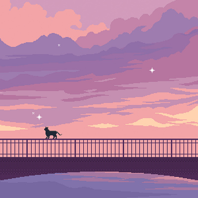 Dreaming cat 8bitart cat design digitalart illustration pixel art pixelart pixelartist sky