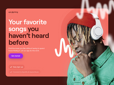 Upcoming - Music Service Landing Page apple music bose design headphones homepage landing page music song sound spotify ui ui design ux webdesign