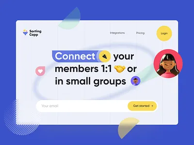 Sorting Cap blur cap design desktop emoji glass landing logo minimal sort ui web webpage