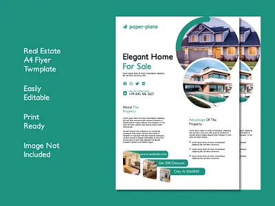 Real Estate A4 Flyer Design Template a4 a4 flyer brochure clean creative eye catchy flyer design free green modern print ready real estate simple with bleed
