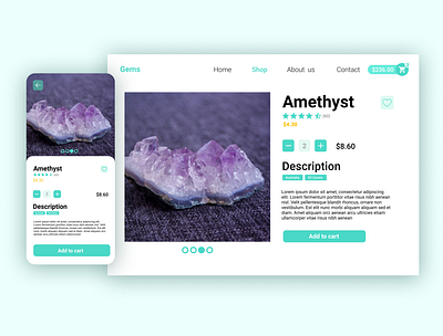 Gems design e commerce gems graphic design store ui ux website