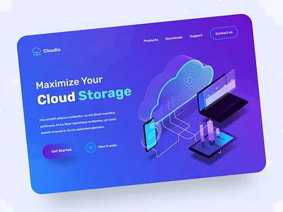 Cloud Storage Header Exploration cloud storage colorful creative figma gradient header header exploration hero image illustration isometric landing page typography ui user experience user interface ux virtual server visual design web design website