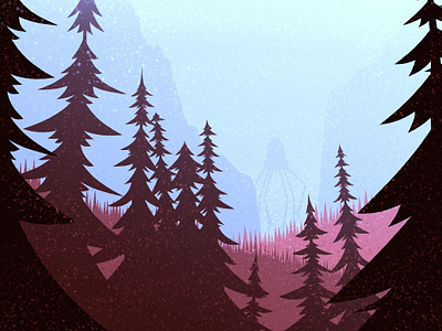 A hike in the woods took an unexpected turn… aliens atmospheric canadian artist mountains mystery outdoors retro robots scary sci fi vector art vintage