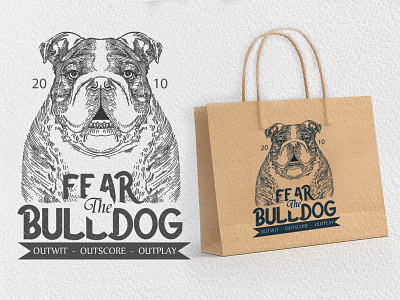 Fear The Bulldog animal logo black and white branding bulldog classic design design logo dog drawing fear the bulldog fonts graphic design illustration logo logo design pets portrait print printing retro