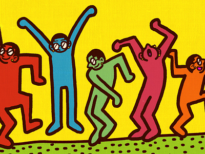 Dance with kiss haring animation character illust illustration