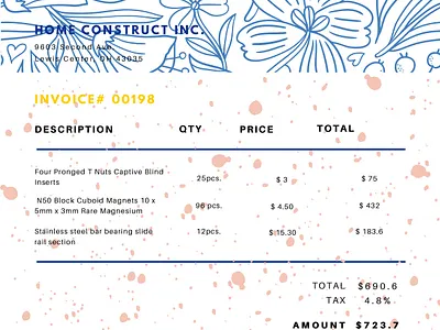Blue and Yellow Business Invoice branding graphic design invoice