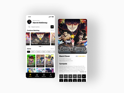 Anime Streaming App anime design mobile app mobile ui movie streaming ui