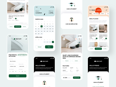 Rentapp all screens apartment app behance branding design digital design experience graphic design illustration ineraction logo neel prakhar product rent sharma ui user ux web