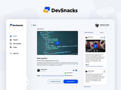 DevSnacks app / web uiux app designer branding flat logo ui ui designer ui inspiration uiux uiux designer web app web design web designer