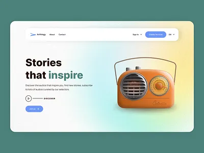 Anfology Hero app book branding design concept hero landing skills ui ux web webdesign