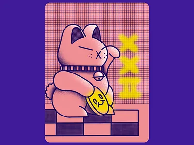 Welcoming luck cat illustration japanese luck neko procreate