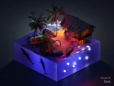 Blender Diorama #6 3d art artwork beach blender blender art cycles design diorama dribbble dribbblers erotic graphic design illustration island light portfolio render rendering sea
