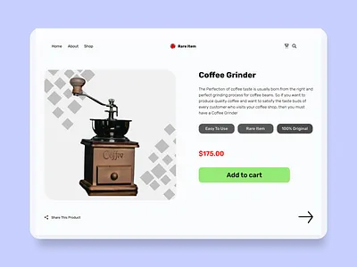 Product Page for A Luxury Item. design productpage ui warm up web weekly