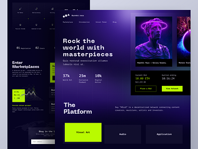 BurnArt.tera - NFT Marketplace Website components dark design homepage interface landing landingpage marketplace nft nftart nfts paneldesign shoppingapp socialmedia token ui ux web website