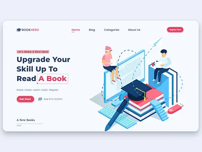 education landing page class room course design education education website header hero illustration landing page learn minimal ui ui design ux web website