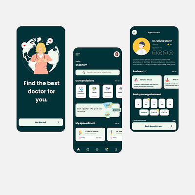 Medical App-Dark Mode app app design design figma health care app medical app mobile app ui uidesign uiux webdesign