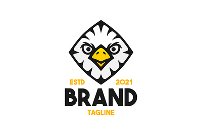 Eagle Square Logo animal brand branding cartoon design eagle exclusive face falcon hawk head illustration logo mascot modern square vector