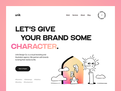 unik Hero Header / Agency Landingpage 2021 design adobe xd agency clean clean design creative gradient header hero illustration landingpage light theme minimal typography ui ui design ux ux design webdesign website