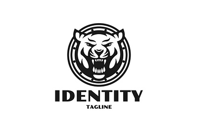 Tiger Shield Logo animal brand branding circle design exclusive face head identity illustration logo old power roar shield silhouette strong tiger vector vintage