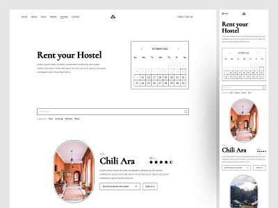 Minimal Hostel Renting Design booking clean creative design hostel hostel booking hotel inspiration minimal outline theme ui ux website