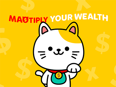 MAOtiply Financial Service Brand Mascot Design branding cat cat branding cat design character illustration cute cute mascot illustration lucky cat maotiply mascot design neko singapore