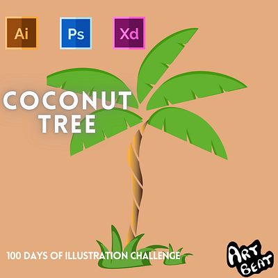 Day-18-Plant Illustration-Coconut Tree branding design flat graphic design illustration logo typography ui ux vector