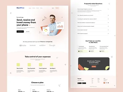 SanFinc Finance management website 2022 banking card finance financial financial planner financial service fintech invest landing page minimal money money transfer payment popular ui uidesign uiux ux uxdesign
