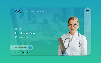 Optometrist Web Design Template💙 3d animation app branding design doctor e commerce gradient graphic design healthy illustration logo minimal motion graphics ui ux vector web web design