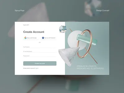 Signup Page - Design Concept 3d 3d website adobe xd branding digital design illustration modern webdesign prototype signup page ui ui nz ui ux ui ux design uiux web form website website concept website prototype xd