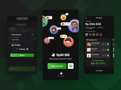 Split Bill App - Dark mode design ui user experience user interface ux