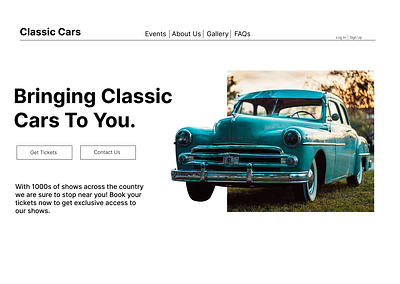 Classic Car Web Page cars classic cars design figma homepage minimalism photoshop simple ui ux web design website website design